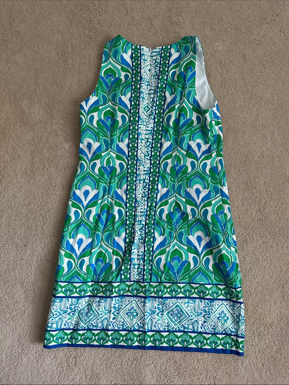London Times Green & Blue Printed Sleeveless Shift Dress - Picture 4 of 4